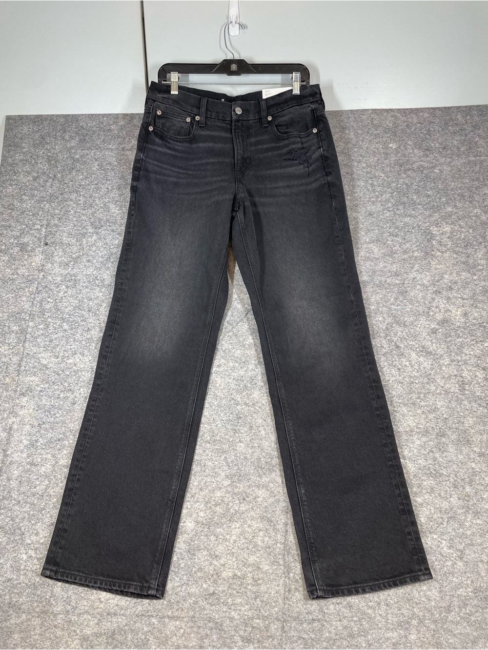American Eagle Curvy Straight Stretch Black Bootcut Jeans Size 8 Long Y2K Casual - Picture 2 of 16